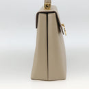Salvatore Ferragamo Gancini Hand Bag Leather Beige Gold Auth gh1934-4