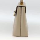 Salvatore Ferragamo Gancini Hand Bag Leather Beige Gold Auth gh1934-5