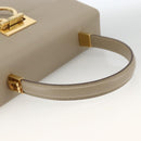 Salvatore Ferragamo Gancini Hand Bag Leather Beige Gold Auth gh1934-7