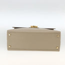 Salvatore Ferragamo Gancini Hand Bag Leather Beige Gold Auth gh1934-9