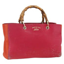 GUCCI Bamboo Hand Bag Leather Pink Gold 323660 Auth gh1935-1