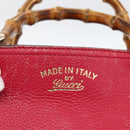 GUCCI Bamboo Hand Bag Leather Pink Gold 323660 Auth gh1935-14