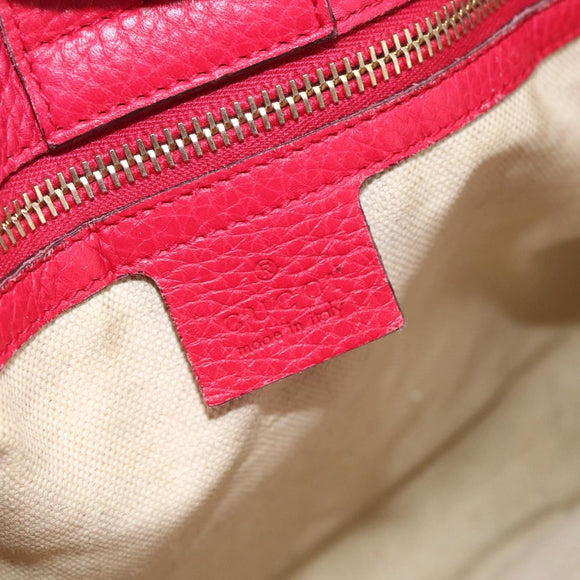 GUCCI Bamboo Hand Bag Leather Pink Gold 323660 Auth gh1935