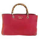 GUCCI Bamboo Hand Bag Leather Pink Gold 323660 Auth gh1935-2