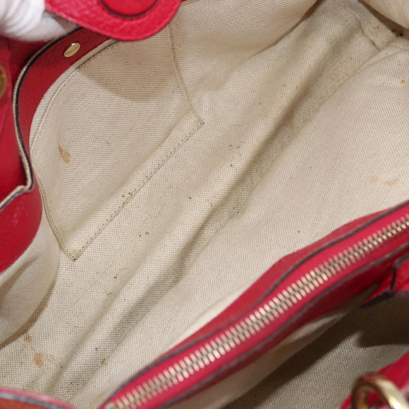 GUCCI Bamboo Hand Bag Leather Pink Gold 323660 Auth gh1935