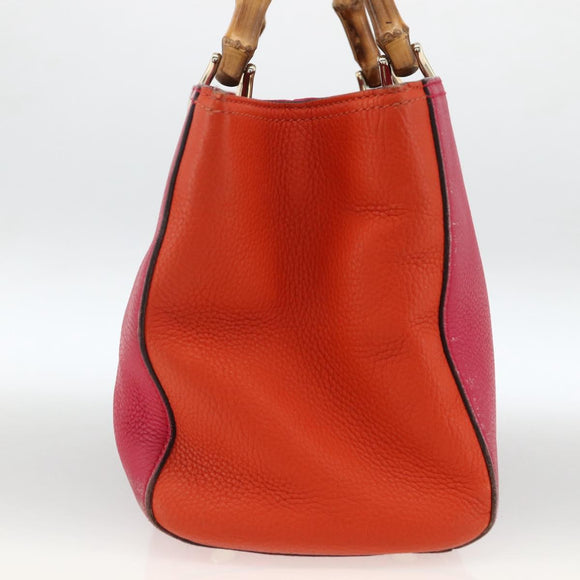 GUCCI Bamboo Hand Bag Leather Pink Gold 323660 Auth gh1935