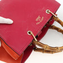 GUCCI Bamboo Hand Bag Leather Pink Gold 323660 Auth gh1935-6