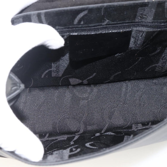 Salvatore Ferragamo Vala Shoulder Bag PVC Canvas Black Silver Auth gh1939