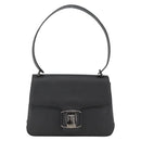 Salvatore Ferragamo Vala Shoulder Bag PVC Canvas Black Silver Auth gh1939-13