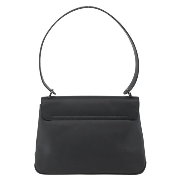 Salvatore Ferragamo Vala Shoulder Bag PVC Canvas Black Silver Auth gh1939