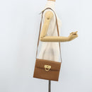 Salvatore Ferragamo Gancini Shoulder Bag Leather Brown Gold Auth gh1940-23