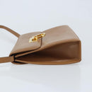 Salvatore Ferragamo Gancini Shoulder Bag Leather Brown Gold Auth gh1940-4