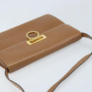Salvatore Ferragamo Gancini Shoulder Bag Leather Brown Gold Auth gh1940-6