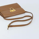 Salvatore Ferragamo Gancini Shoulder Bag Leather Brown Gold Auth gh1940-7