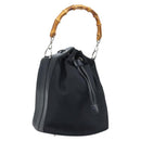GUCCI Bamboo Hand Bag Nylon Black Silver 001 2855 1657 Auth gh1942-1