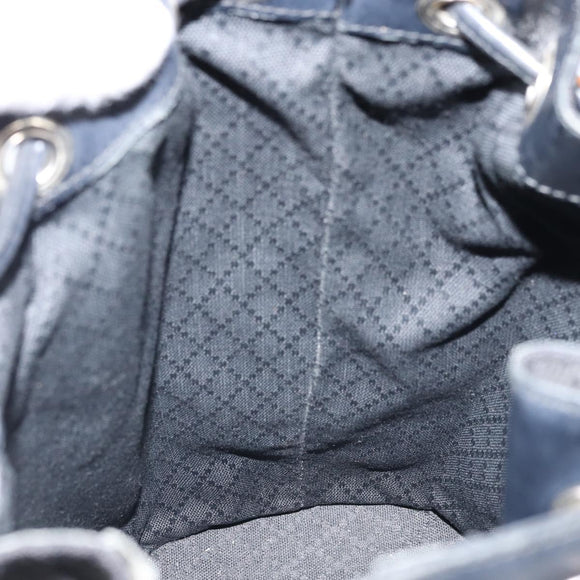 GUCCI Bamboo Hand Bag Nylon Black Silver 001 2855 1657 Auth gh1942
