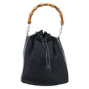 GUCCI Bamboo Hand Bag Nylon Black Silver 001 2855 1657 Auth gh1942-2