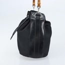 GUCCI Bamboo Hand Bag Nylon Black Silver 001 2855 1657 Auth gh1942-4