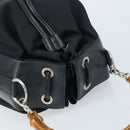GUCCI Bamboo Hand Bag Nylon Black Silver 001 2855 1657 Auth gh1942-6