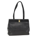 Salvatore Ferragamo Vala Tote Bag Leather Black Gold Auth gh1943-1
