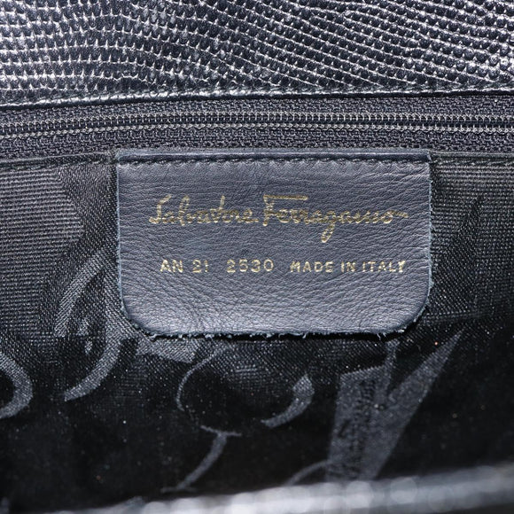 Salvatore Ferragamo Vala Tote Bag Leather Black Gold Auth gh1943