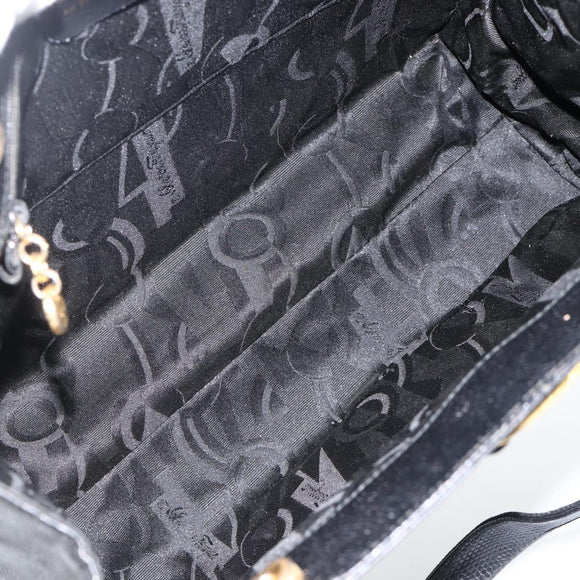 Salvatore Ferragamo Vala Tote Bag Leather Black Gold Auth gh1943