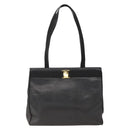 Salvatore Ferragamo Vala Tote Bag Leather Black Gold Auth gh1943-2
