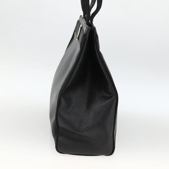 Salvatore Ferragamo Vala Tote Bag Leather Black Gold Auth gh1943