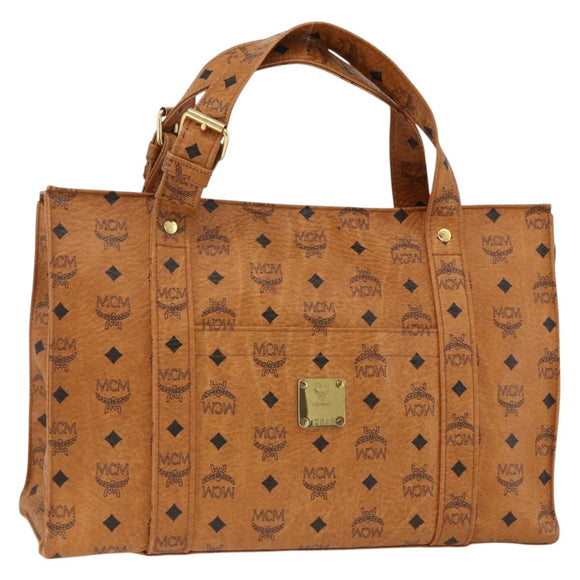 MCM Logogram Vicetos Shoulder Bag PVC Brown Gold Auth gh1945