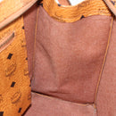 MCM Logogram Vicetos Shoulder Bag PVC Brown Gold Auth gh1945-18