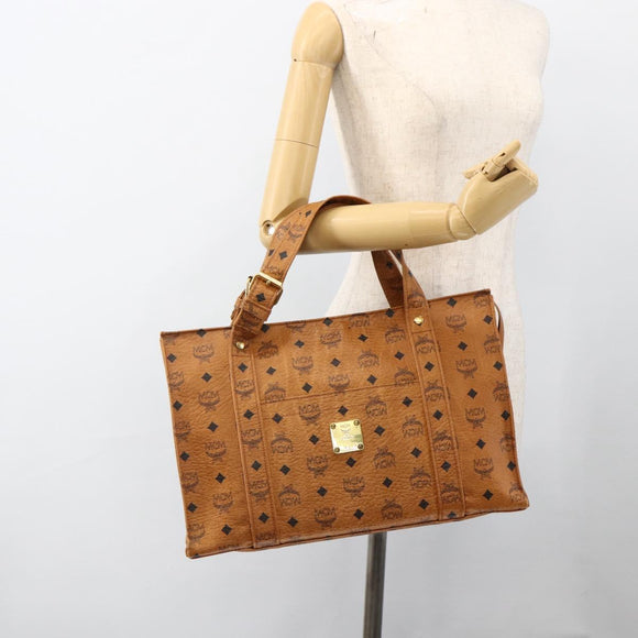 MCM Logogram Vicetos Shoulder Bag PVC Brown Gold Auth gh1945