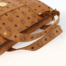 MCM Logogram Vicetos Shoulder Bag PVC Brown Gold Auth gh1945-7