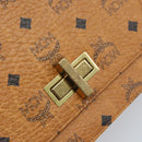 MCM Vicetos Logogram Shoulder Bag PVC Leather Brown Gold Auth gh1946-10