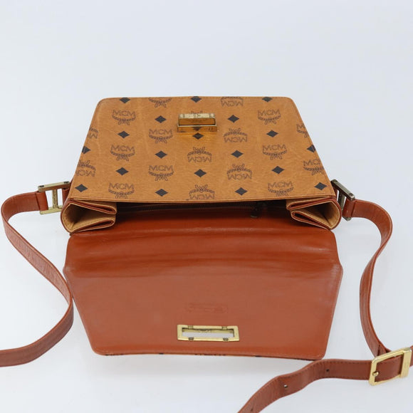 MCM Vicetos Logogram Shoulder Bag PVC Leather Brown Gold Auth gh1946