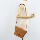 MCM Vicetos Logogram Shoulder Bag PVC Leather Brown Gold Auth gh1946-22