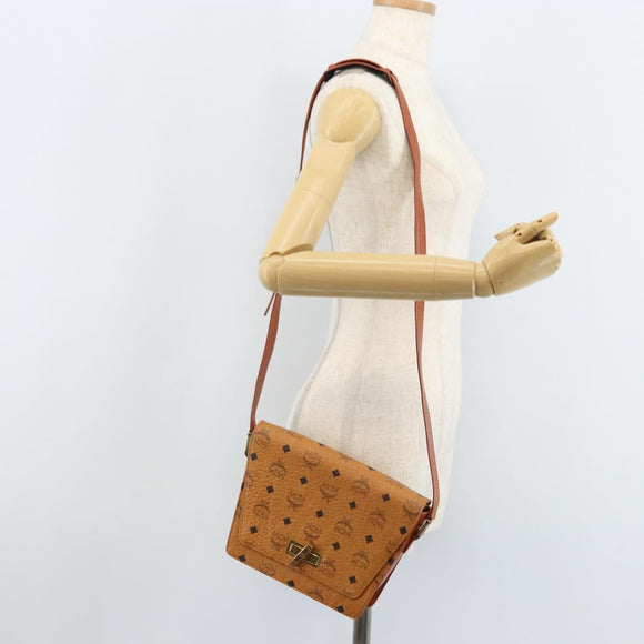 MCM Vicetos Logogram Shoulder Bag PVC Leather Brown Gold Auth gh1946