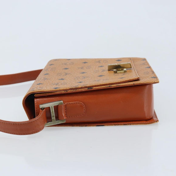 MCM Vicetos Logogram Shoulder Bag PVC Leather Brown Gold Auth gh1946
