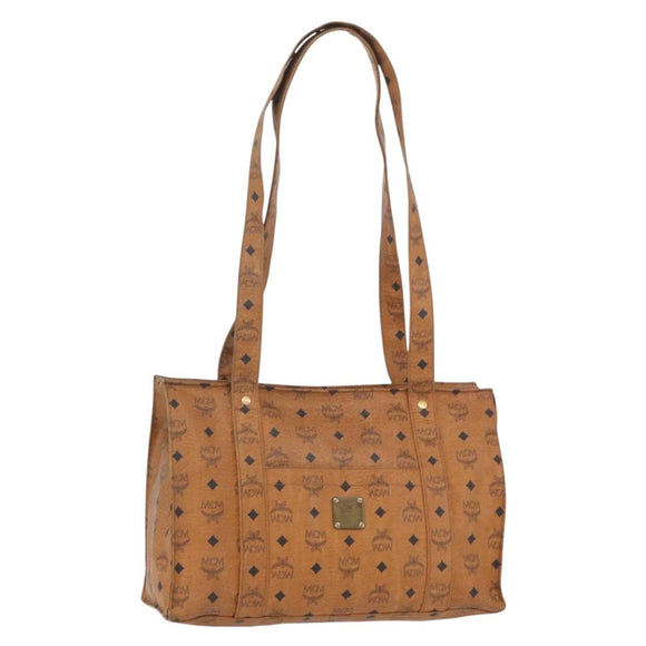 MCM Vicetos Logogram Tote Bag PVC Leather Brown Gold Auth gh1947