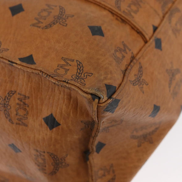 MCM Vicetos Logogram Tote Bag PVC Leather Brown Gold Auth gh1947