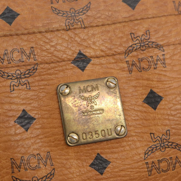MCM Vicetos Logogram Tote Bag PVC Leather Brown Gold Auth gh1947