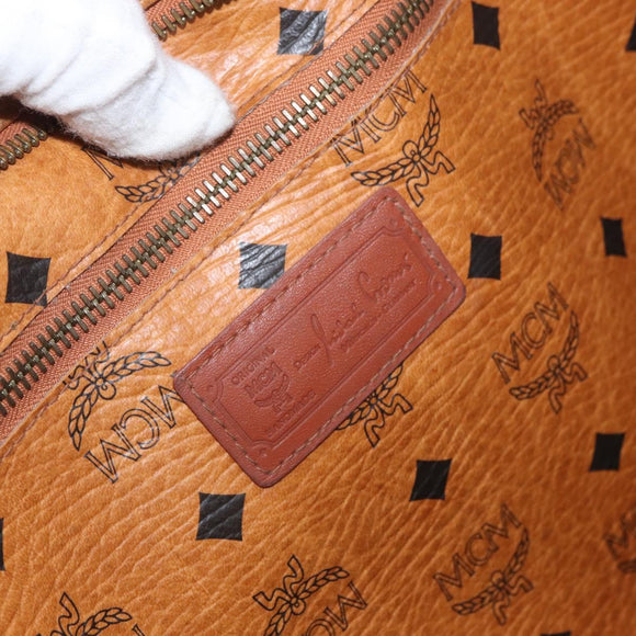 MCM Vicetos Logogram Tote Bag PVC Leather Brown Gold Auth gh1947