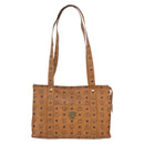 MCM Vicetos Logogram Tote Bag PVC Leather Brown Gold Auth gh1947-2