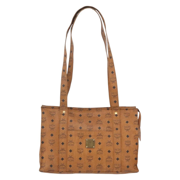 MCM Vicetos Logogram Tote Bag PVC Leather Brown Gold Auth gh1947