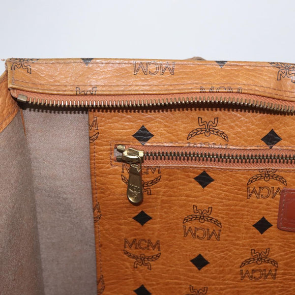 MCM Vicetos Logogram Tote Bag PVC Leather Brown Gold Auth gh1947