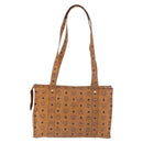 MCM Vicetos Logogram Tote Bag PVC Leather Brown Gold Auth gh1947-3