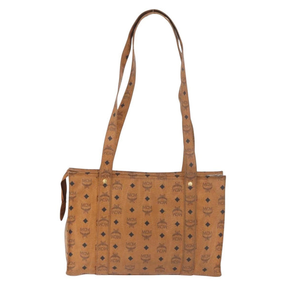 MCM Vicetos Logogram Tote Bag PVC Leather Brown Gold Auth gh1947