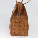 MCM Vicetos Logogram Tote Bag PVC Leather Brown Gold Auth gh1947-4