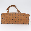 MCM Vicetos Logogram Tote Bag PVC Leather Brown Gold Auth gh1947-9