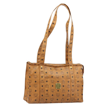 MCM Logogram Vicetos Tote Bag PVC Brown Gold Auth gh1948