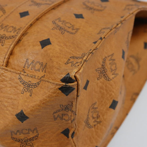 MCM Logogram Vicetos Tote Bag PVC Brown Gold Auth gh1948